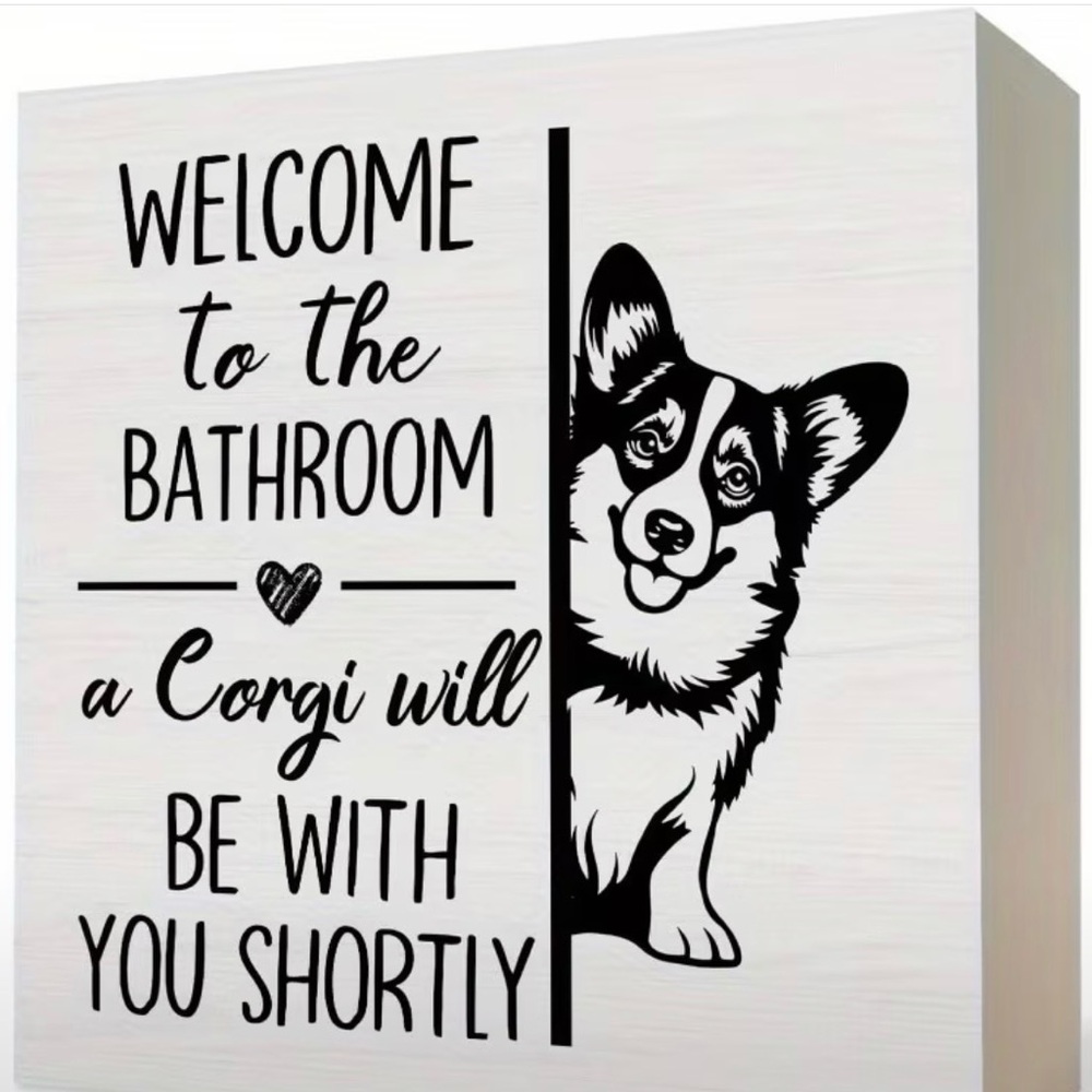 {NEW} Black and White Corgi Bathroom Wall Decor